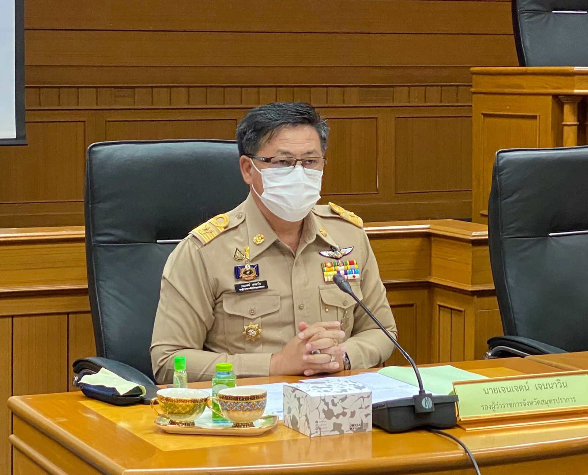 นายเจนเจตน์ เจนนาวิน รองผู้ว่าราชการจังหวัดสมุทรปราการ เป็นประธานการประชุมร่วมกับส่วนล่วงหน้าของรองนายกรัฐมนตรี (พลเอกณัฐ อินทรเจริญ) เพื่อเตรียมความพร้อมรับการตรวจราชการในพื้นที่จังหวัดสมุทรปราการ ของรองนายกรัฐมนตรี (พลเอกประวิตร วงษ์สุวรรณ) ในวันที่ 25 กรกฎาคม 2565